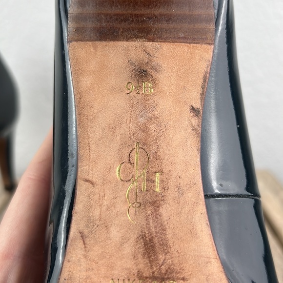 Cole Haan Patent Leather Closed Toe Heels Pumps Forest Green Size 9.5 Office - Picture 5 of 9